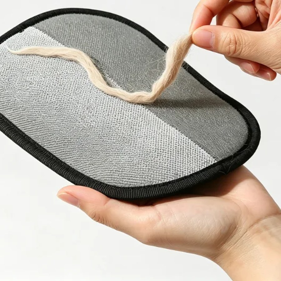 Pet hair peeled off the remover glove